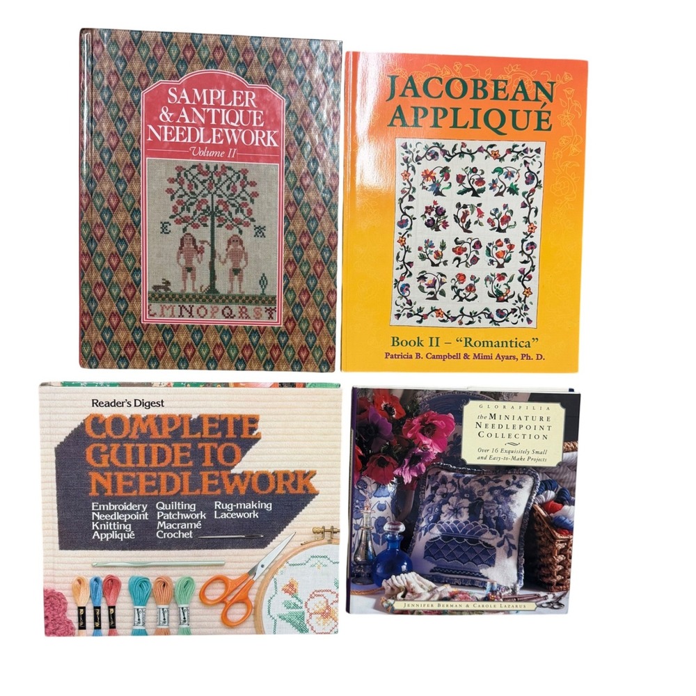 Needlework‎ Books Readers Digest Jacobean Applique Sampler Miniature Needlepoint